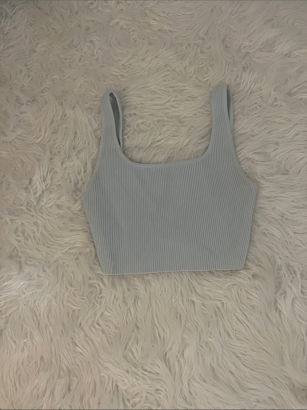 Babaton Ribbed Square-Neck Crop Tank - Pale Blue